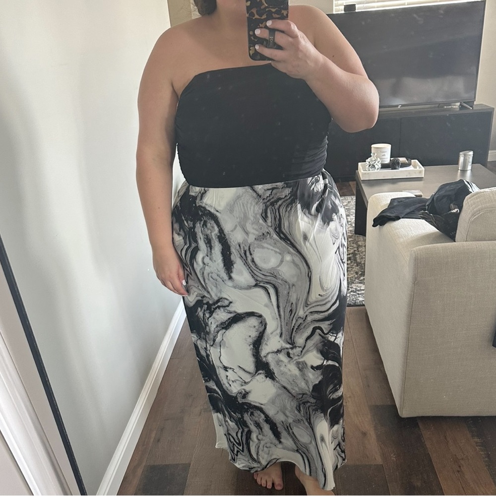 Marble Midi Skirt Plus Size City Chic